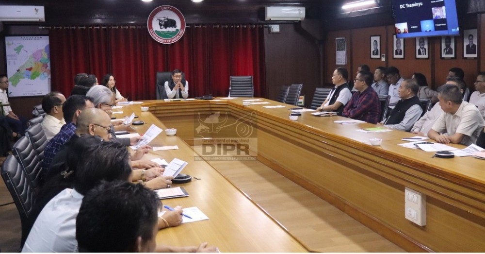 Chief Secretary, Sentiyanger Imchen, chairing the Aadi Karmayogi Abhiyan, a State-level Orientation Programme held at CS’s Conference Hall, Nagaland Civil Secretariat, Kohima on August 28. (DIPR Photo)